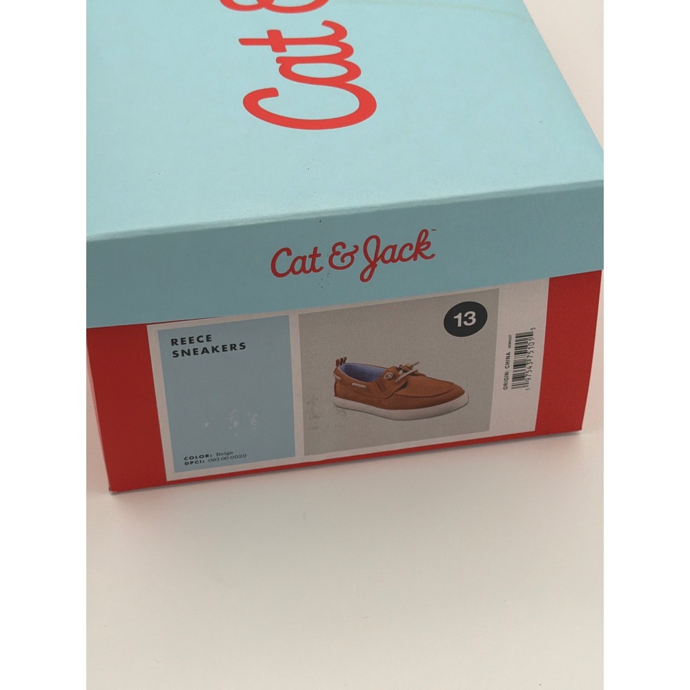 Cat & Jack Kids Reece Boat Shoe Sneakers Beige Tan Size 13 NIB - Picture 4 of 5